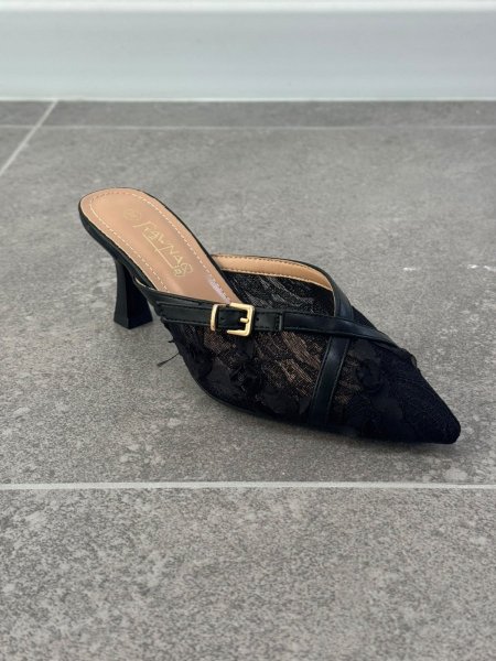 8923-413 - حفاي كعب ستاتي - اسود